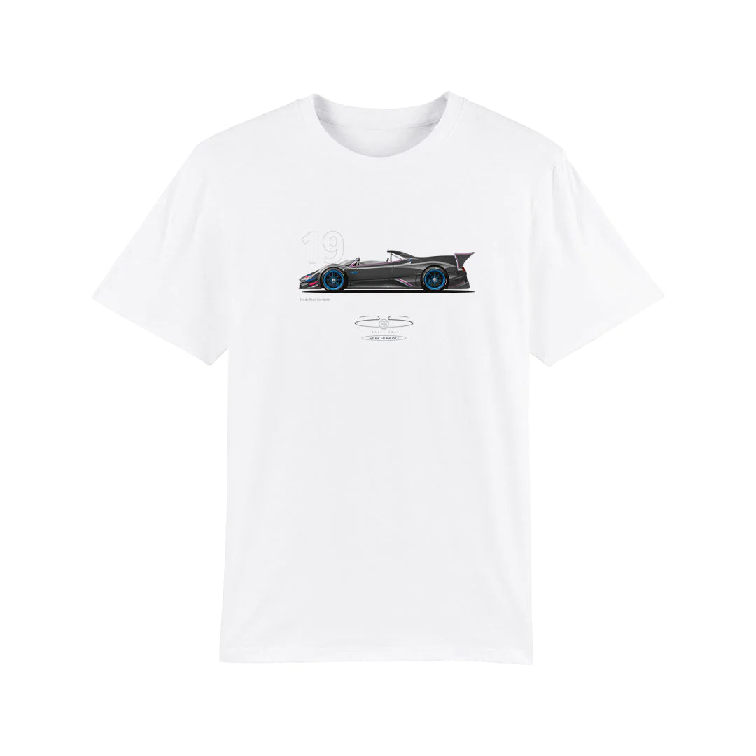 Pagani Automobili Men's T-Shirt Zonda Revo Barchetta | 25th Anniversary - White