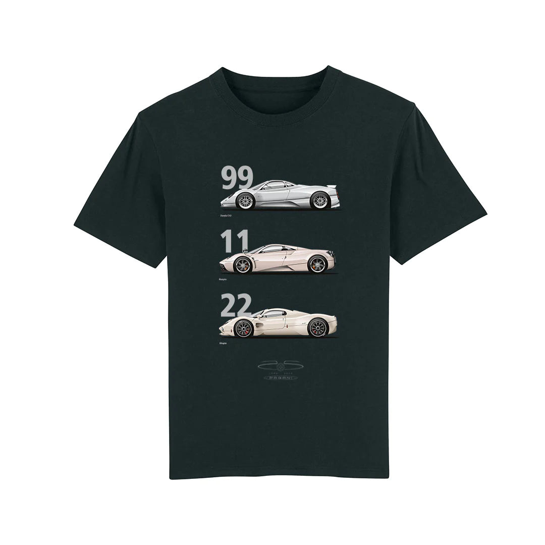 Pagani Automobili Men's T-Shirt Zonda/Huayra/Utopia | 25th Anniversary - Black
