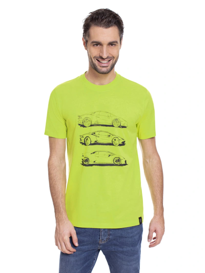 Automobili Lamborghini Huracán EVO RWD Sketch T-Shirt - Verde Scandal