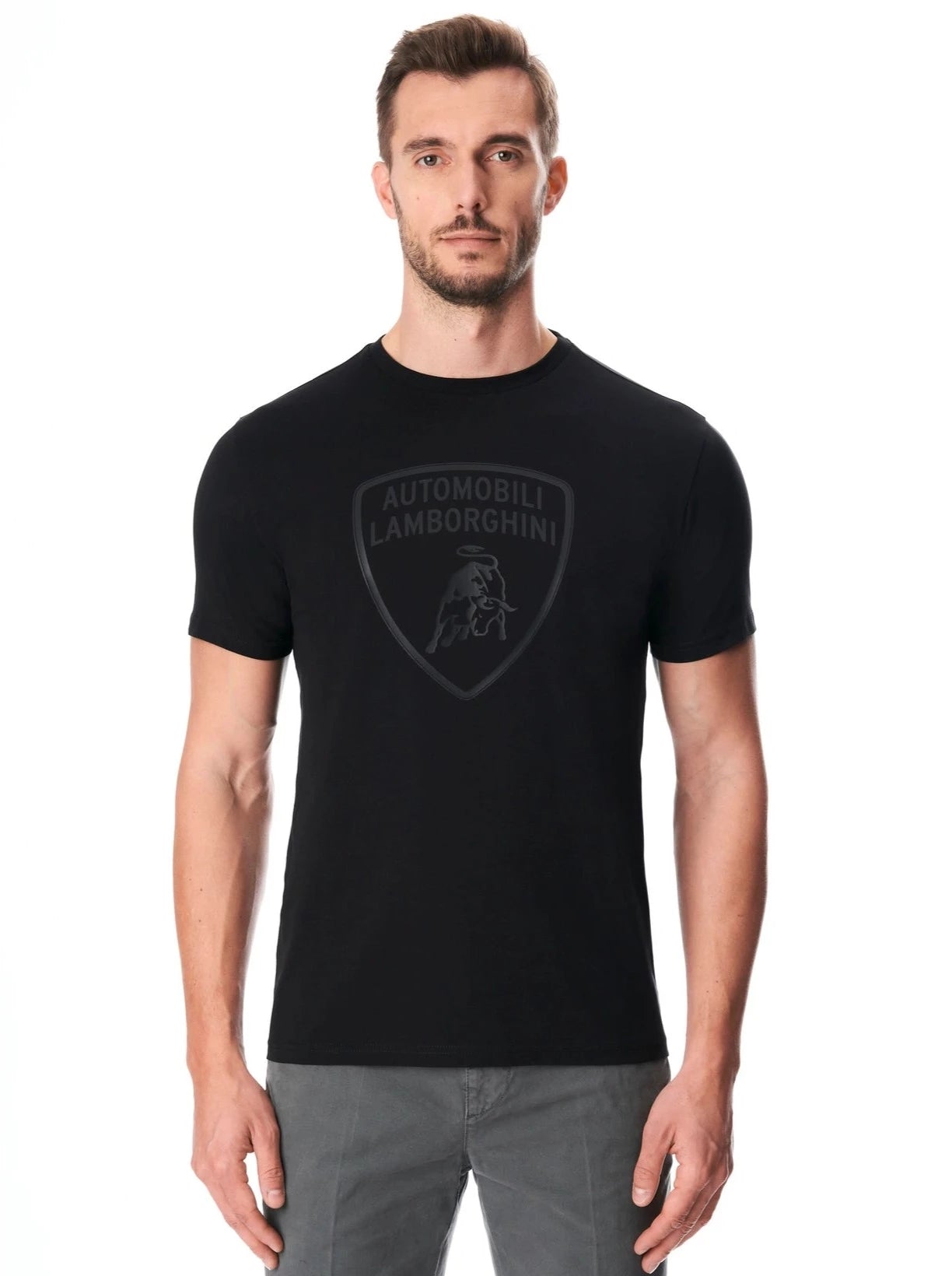 Automobili Lamborghini Iconic Big Shield Men's Crew Neck T-shirt - Black