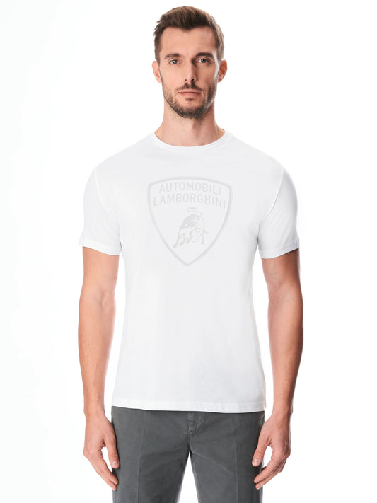 Automobili Lamborghini Iconic Big Shield Men's Crew Neck T-shirt - White