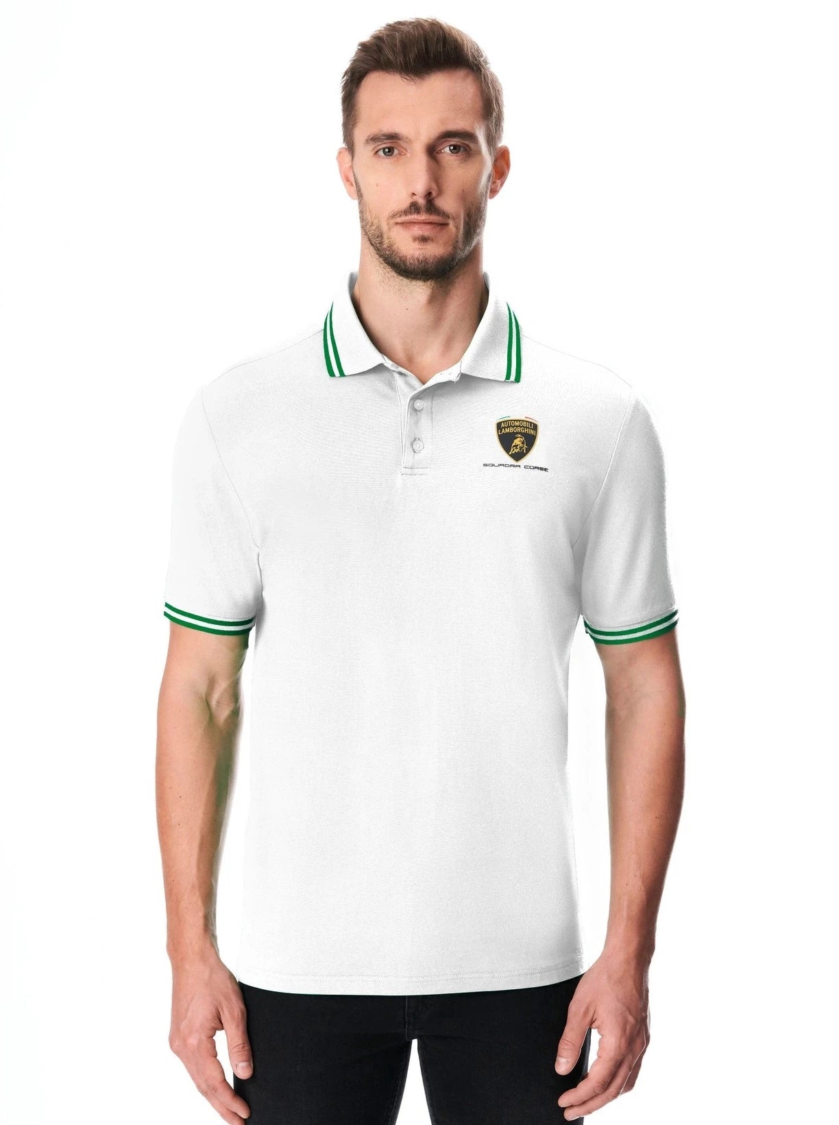 Automobili Lamborghini Squadra Corse Men's Travel Polo - White