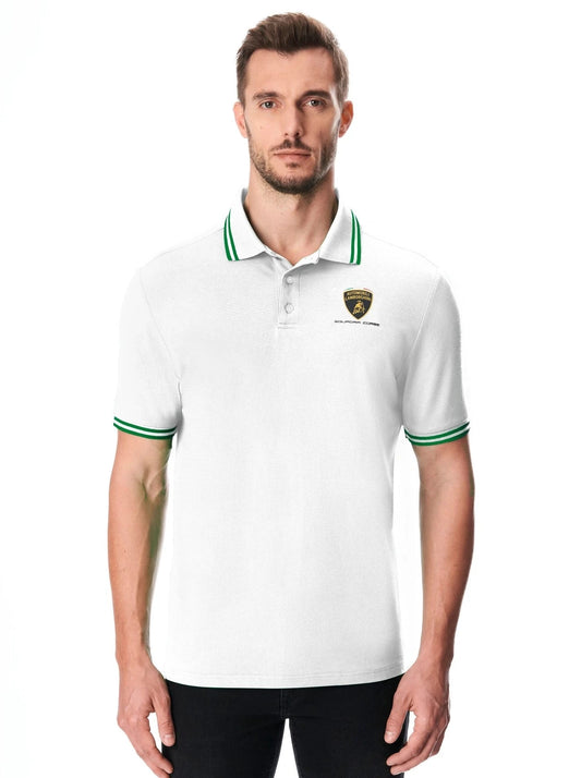 Automobili Lamborghini Squadra Corse Men's Travel Polo - White