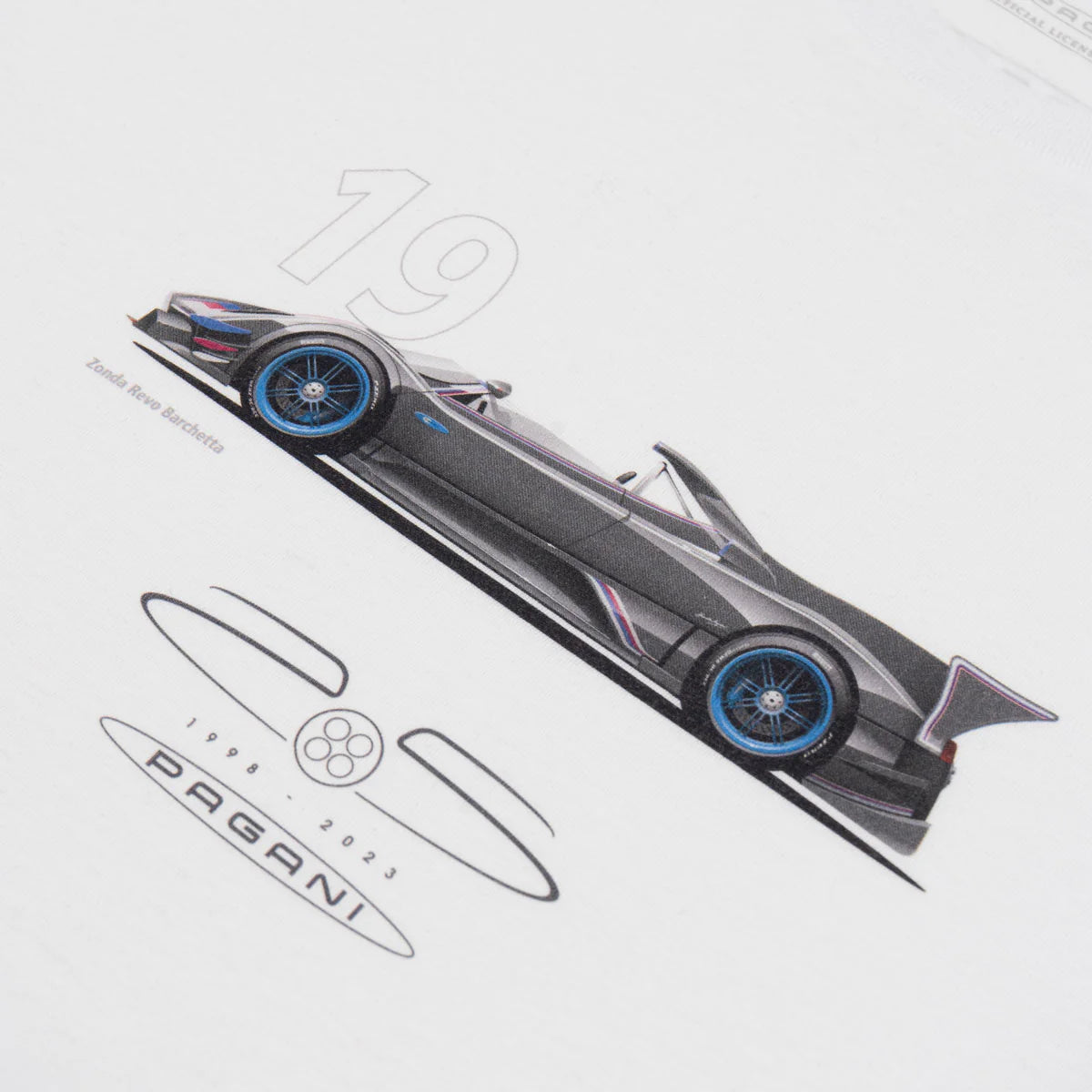 Pagani Automobili Men's T-Shirt Zonda Revo Barchetta | 25th Anniversary - White