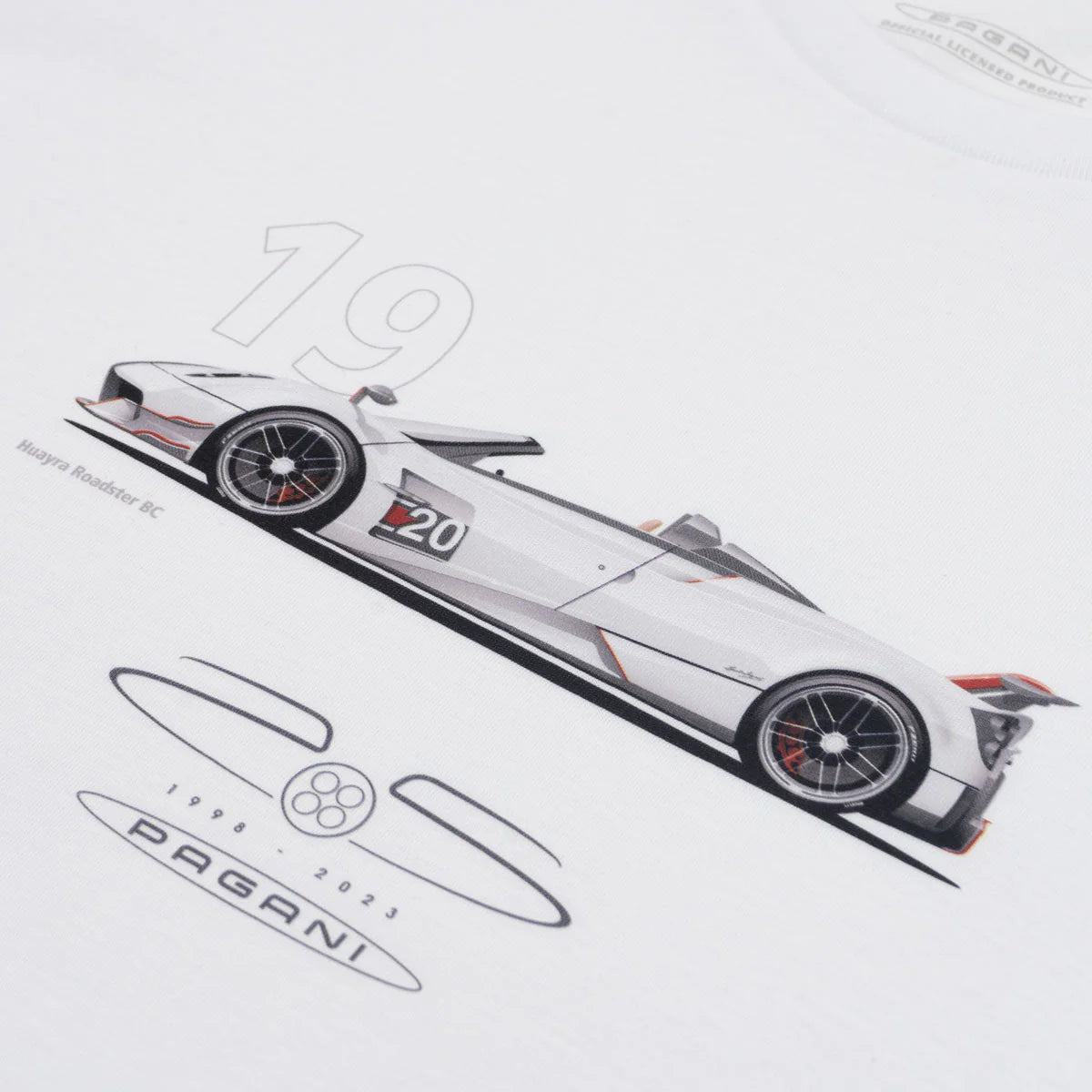 Pagani Automobili Men's T-Shirt Huayra Roadster BC | 25th Anniversary - White