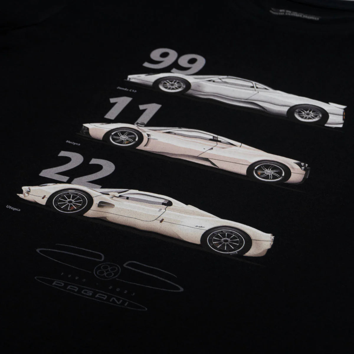 Pagani Automobili Men's T-Shirt Zonda/Huayra/Utopia | 25th Anniversary - Black