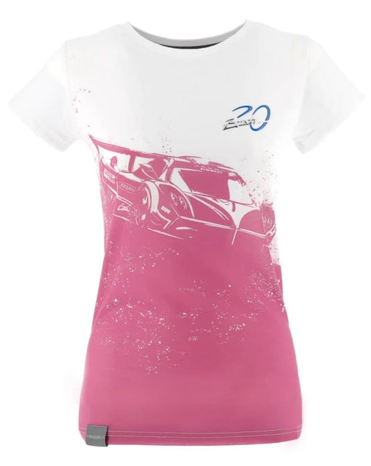 Pagani Automobili Women's white/pink Zonda R T-Shirt | Zonda 20th Anniversary