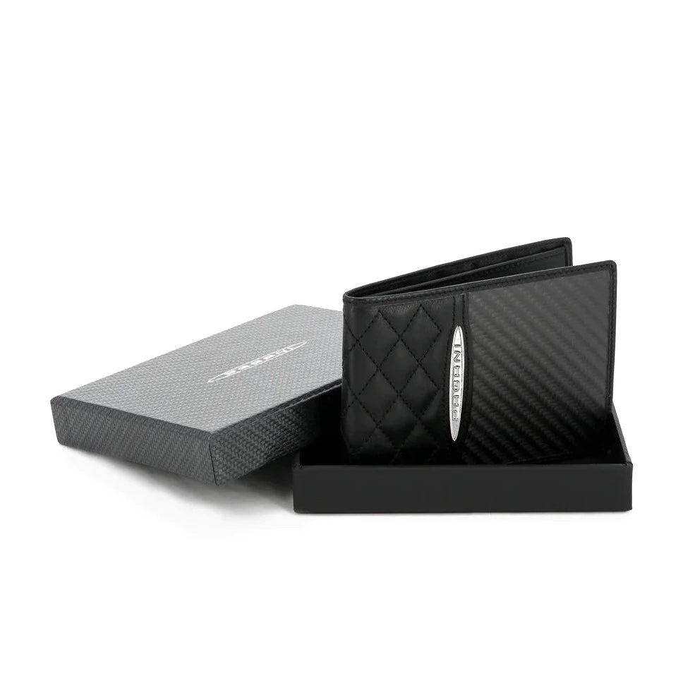 Pagani Automobili Men's leather wallet with black carbon fiber inserts | Aznom