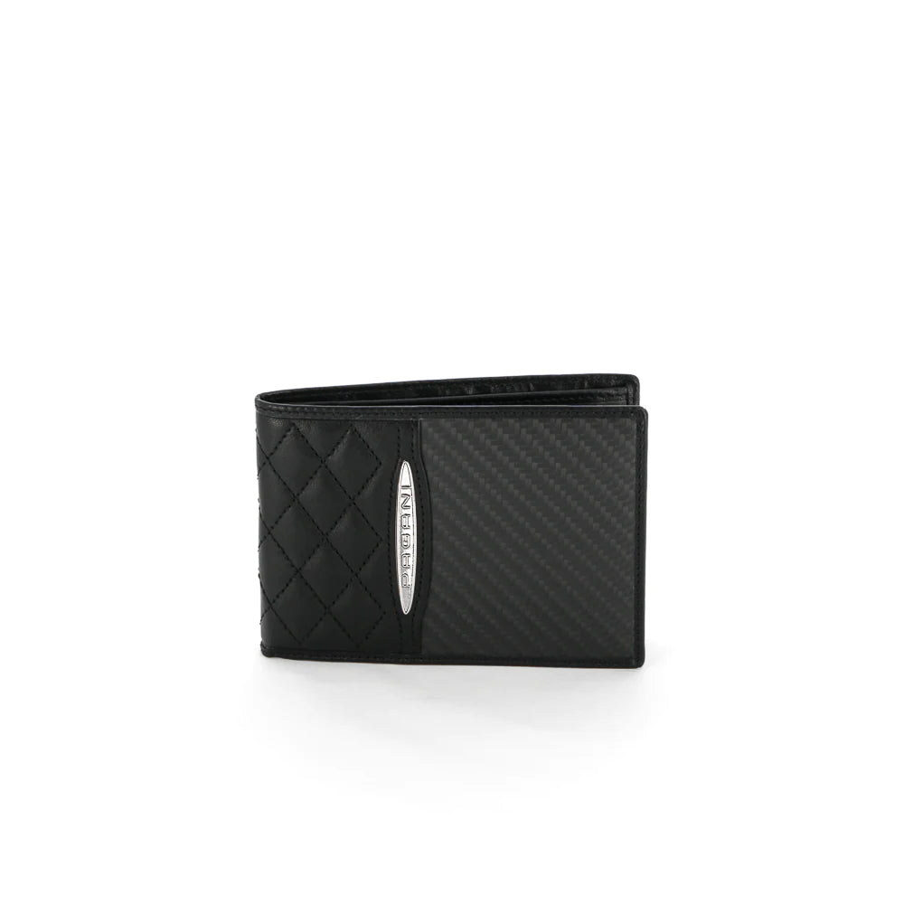 Pagani Automobili Men's leather wallet with black carbon fiber inserts | Aznom