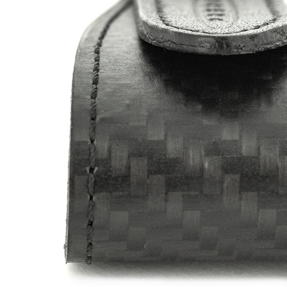 Pagani Automobili Leather key ring with carbon fiber inserts kit | Aznom - Black