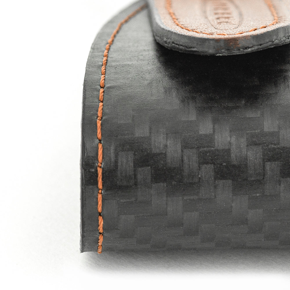Pagani Automobili Leather key ring with carbon fiber inserts kit | Aznom - Brown