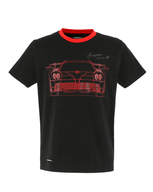 Pagani Automobili Huayra Roadster BC Men’s Front-Print T-Shirt - Black
