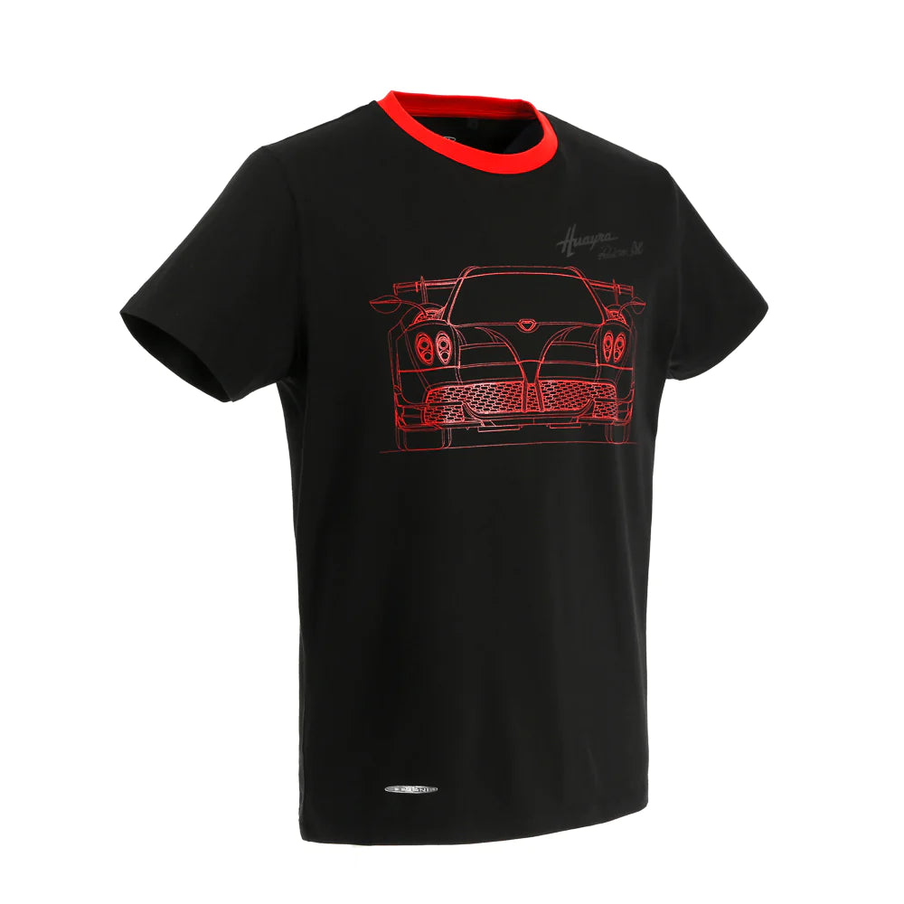 Pagani Automobili Huayra Roadster BC Men’s Front-Print T-Shirt - Black