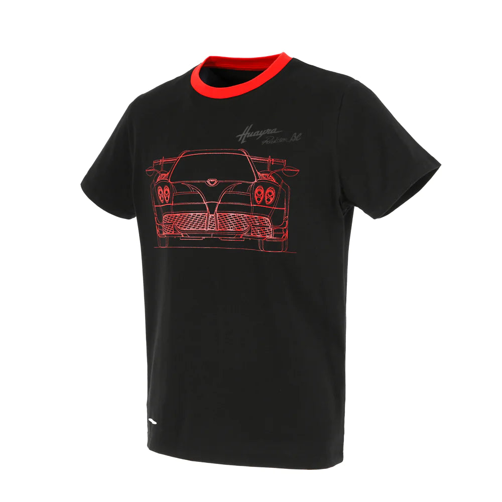 Pagani Automobili Huayra Roadster BC Men’s Front-Print T-Shirt - Black