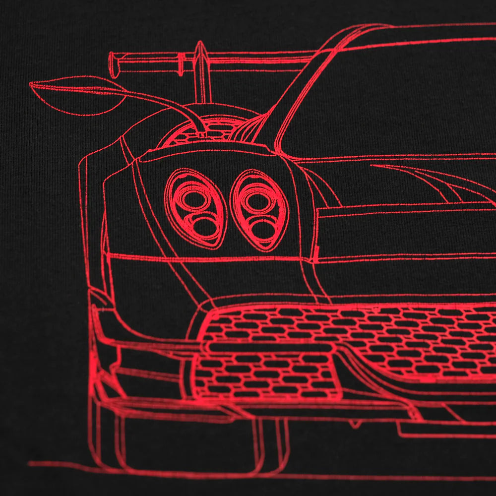 Pagani Automobili Huayra Roadster BC Men’s Front-Print T-Shirt - Black
