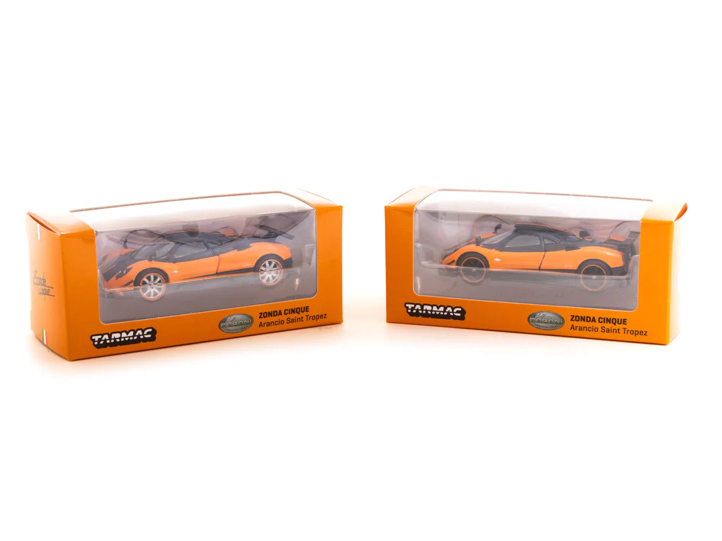 Pagani Automobili Tarmac Works 1/64 Scale model - Pagani Zonda Cinque | Arancio Saint Tropez