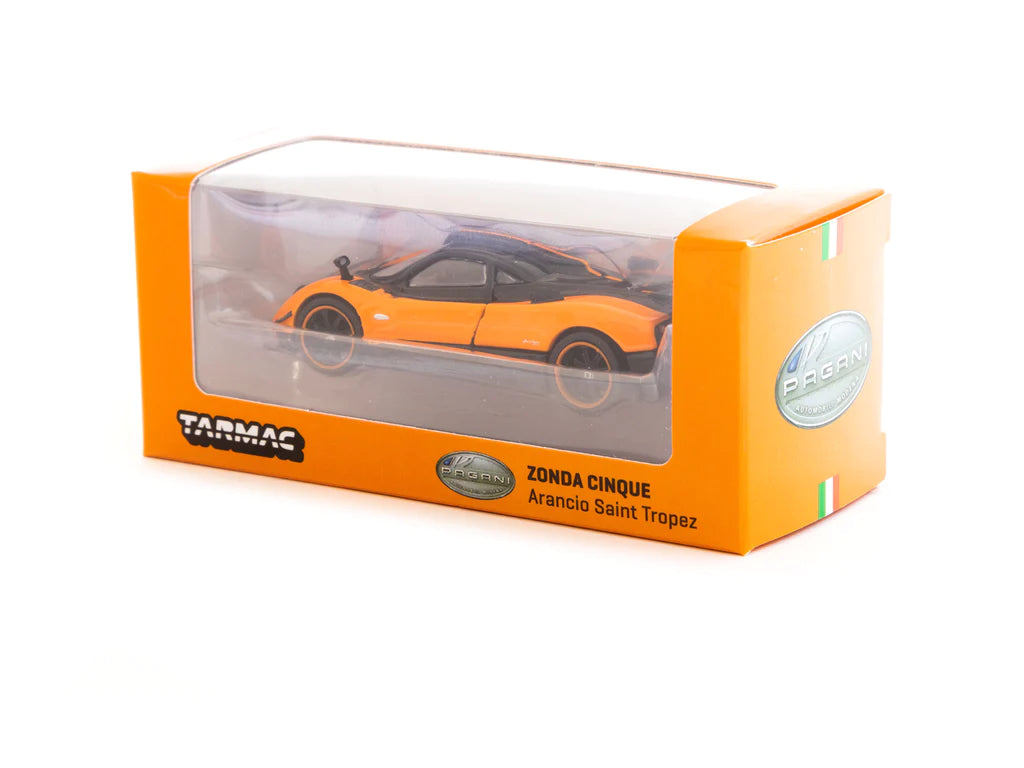 Pagani Automobili Tarmac Works 1/64 Scale model - Pagani Zonda Cinque | Arancio Saint Tropez