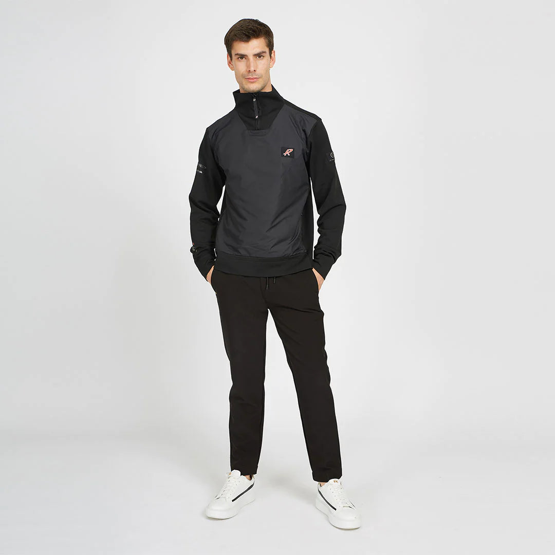 Pagani Automobili Men's Half Zip Sweater | Huayra R Capsule by La Martina - Black