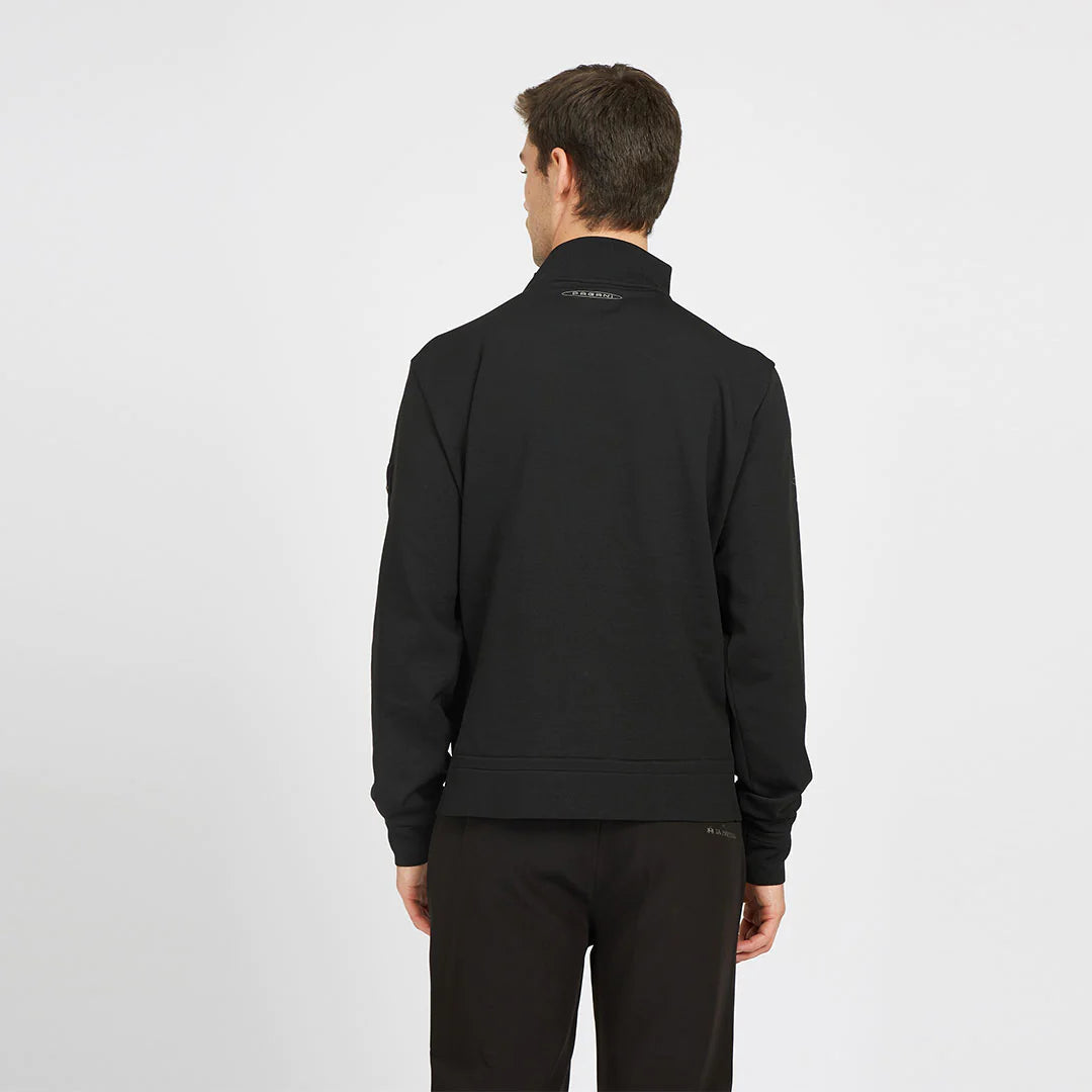 Pagani Automobili Men's Half Zip Sweater | Huayra R Capsule by La Martina - Black
