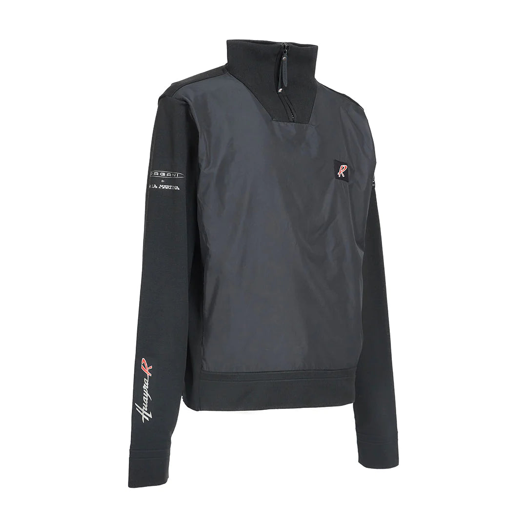 Pagani Automobili Men's Half Zip Sweater | Huayra R Capsule by La Martina - Black