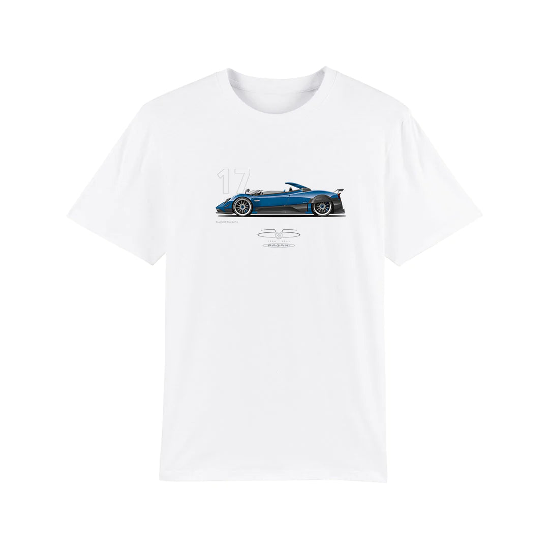 Pagani Automobili Men's T-Shirt Zonda HP Barchetta | 25th Anniversary - White