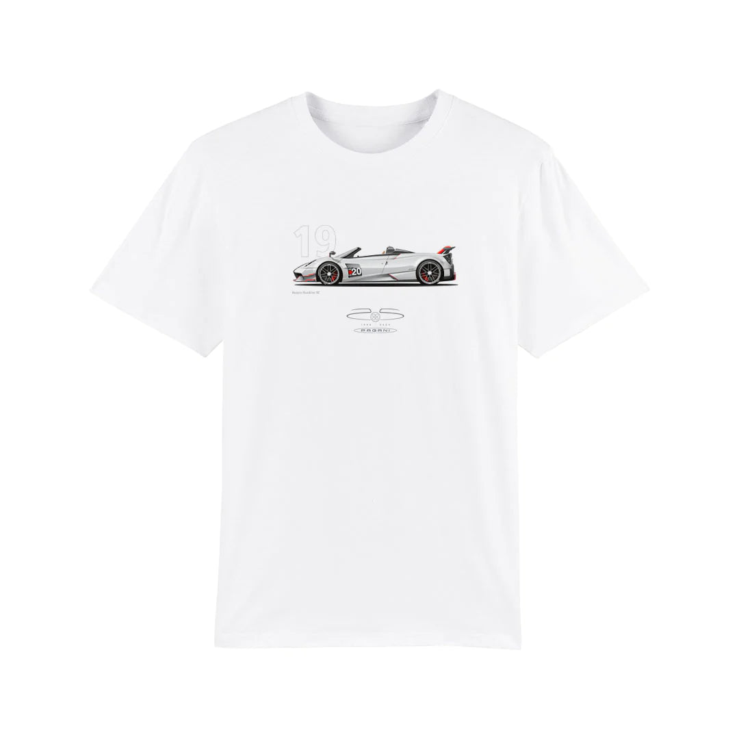 Pagani Automobili Men's T-Shirt Huayra Roadster BC | 25th Anniversary - White