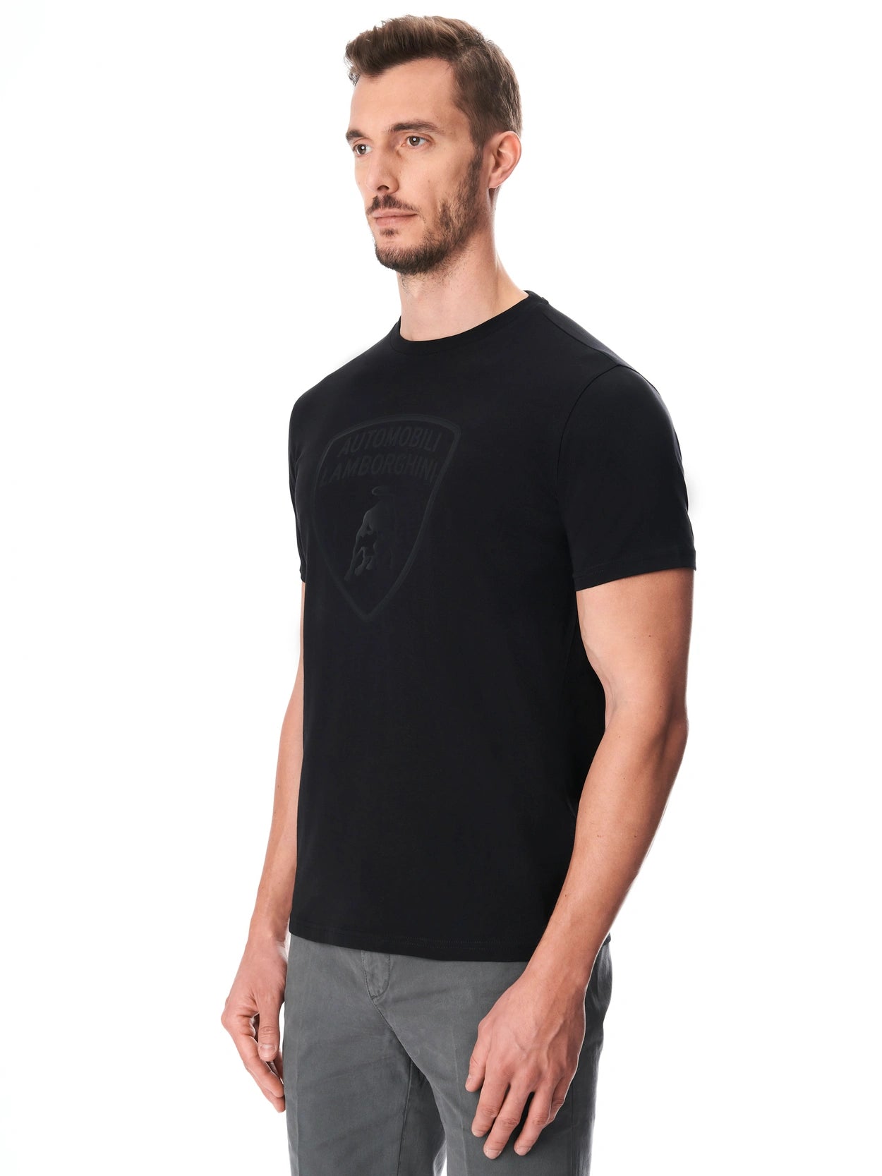 Automobili Lamborghini Iconic Big Shield Men's Crew Neck T-shirt - Black