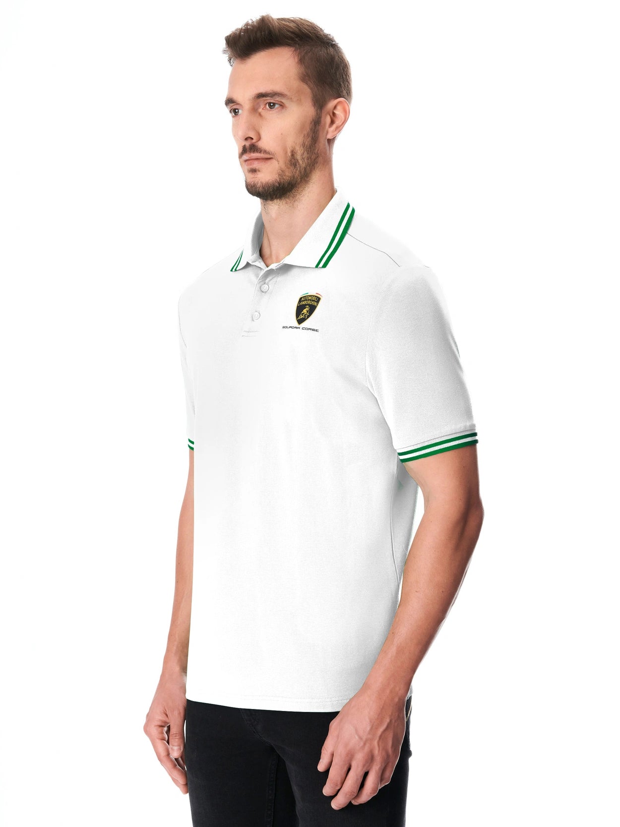 Automobili Lamborghini Squadra Corse Men's Travel Polo - White