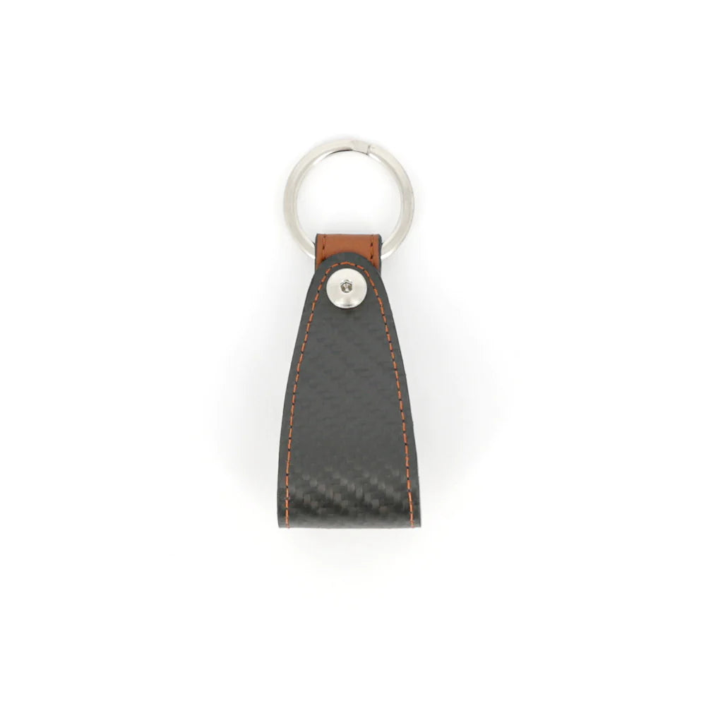 Pagani Automobili Leather key ring with carbon fiber inserts kit | Aznom - Brown