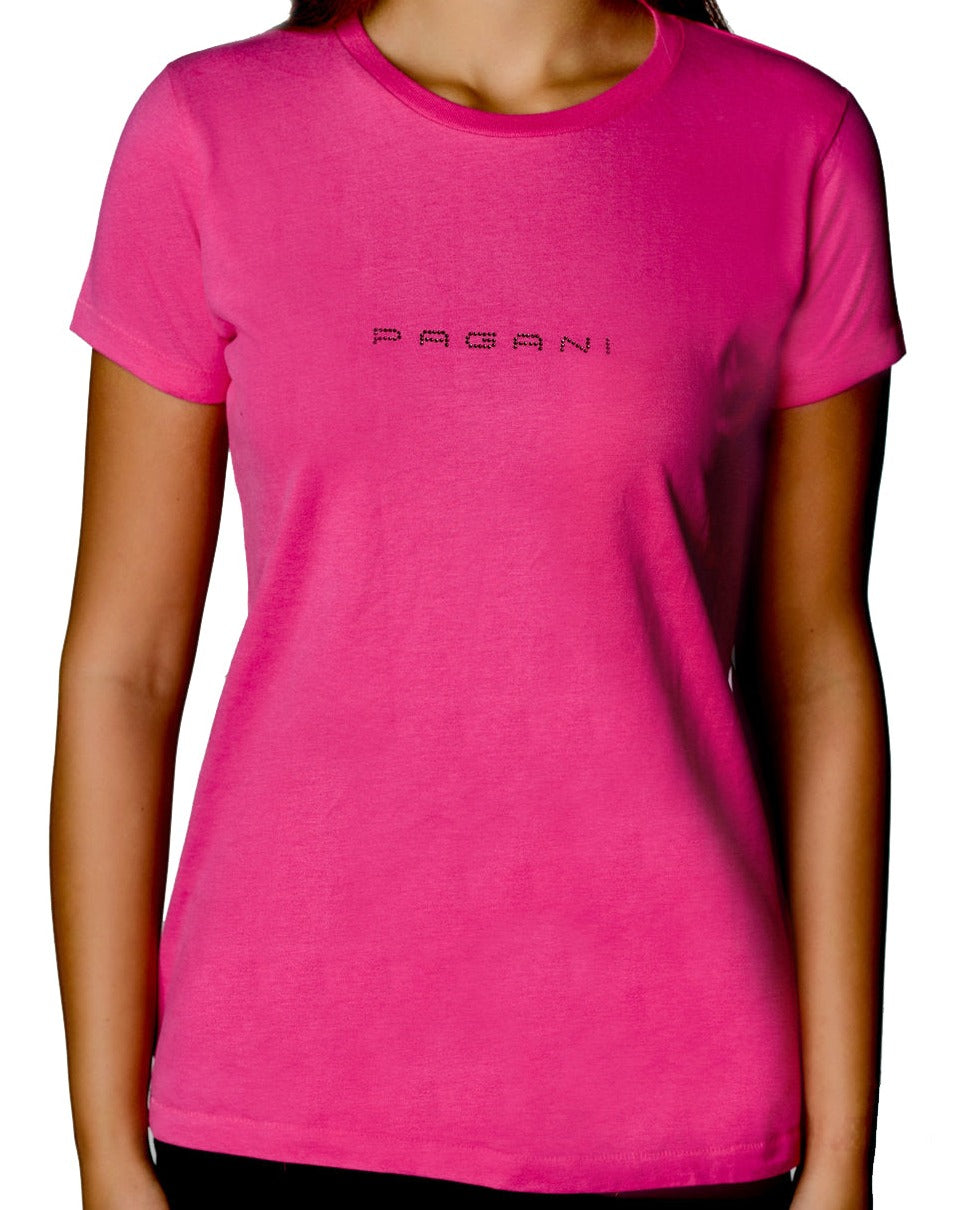 Pagani Collection Women's Scoop Neck with Crystal Pagani Logo - Pink